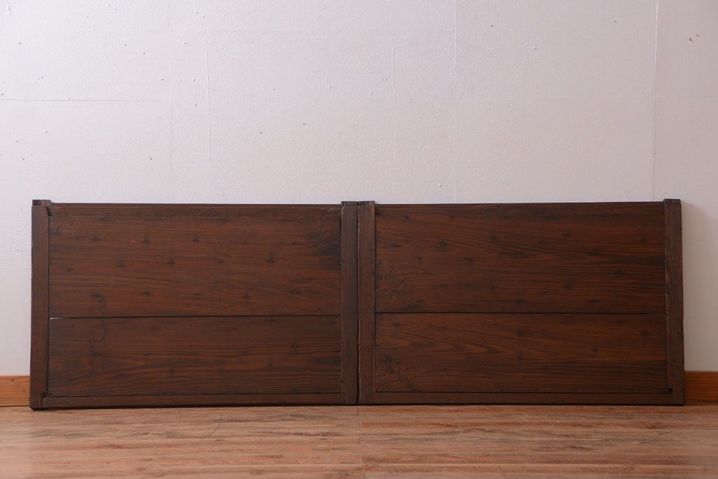 古民具・骨董　縦桟が味わい深いアンティーク格子板戸(窓)(2)