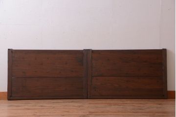 古民具・骨董　縦桟が味わい深いアンティーク格子板戸(窓)(2)