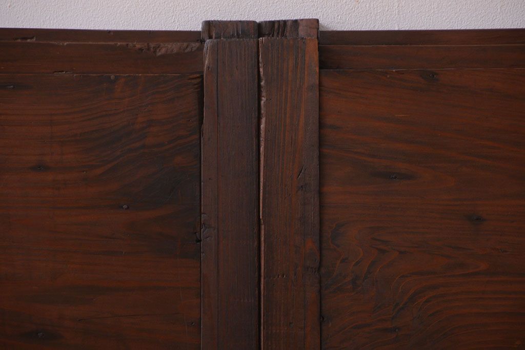 古民具・骨董　縦桟が味わい深いアンティーク格子板戸(窓)(2)