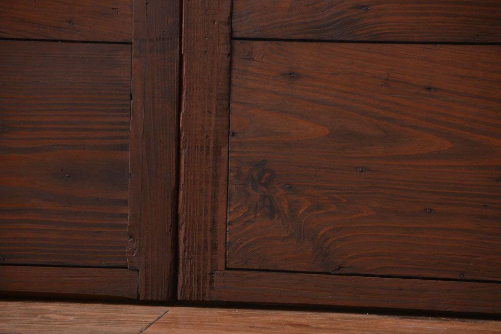 古民具・骨董　縦桟が味わい深いアンティーク格子板戸(窓)(2)