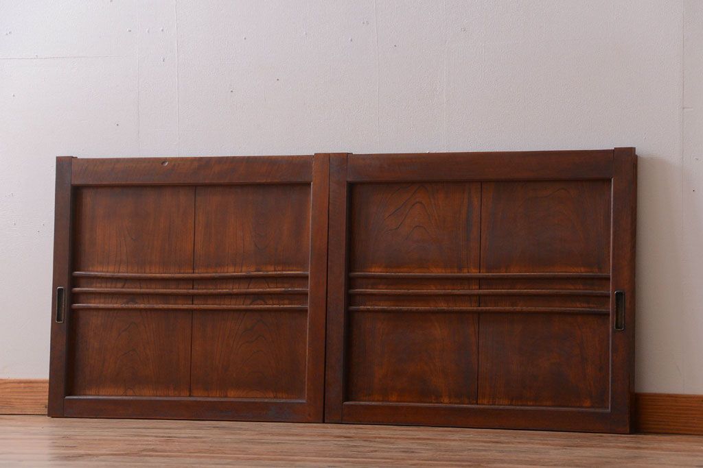 和製アンティーク　古い欅材の上質な引き戸2枚セット(2)