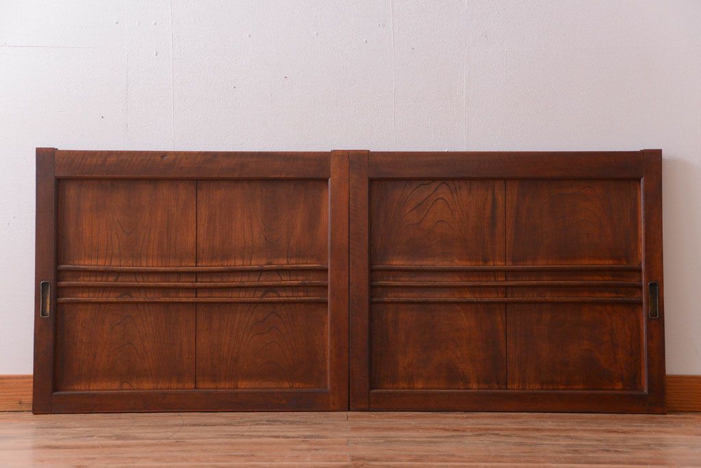 和製アンティーク　古い欅材の上質な引き戸2枚セット(2)