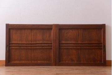 和製アンティーク　古い欅材の上質な引き戸2枚セット(2)