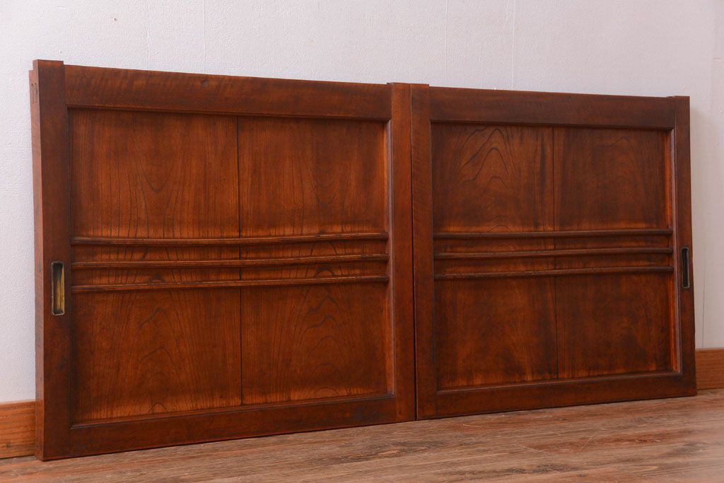 和製アンティーク　古い欅材の上質な引き戸2枚セット(2)