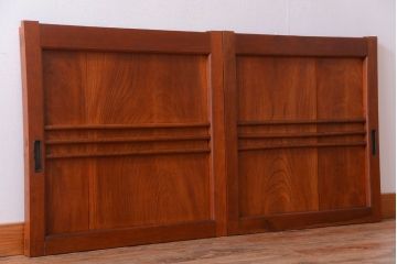 【A様ご成約品】古民具・骨董　鏡板欅材の上質なアンティーク引き戸2枚セット(2)