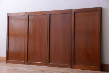 和製アンティーク　シンプルで上品な古い木の引き戸4枚セット(窓)