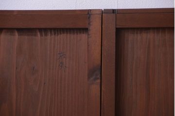 和製アンティーク　シンプルで上品な古い木の引き戸4枚セット(窓)