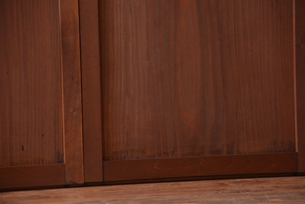 和製アンティーク　シンプルで上品な古い木の引き戸4枚セット(窓)