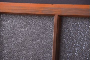 アンティーク　古い木のダイヤガラス入り欄間(明り取り)