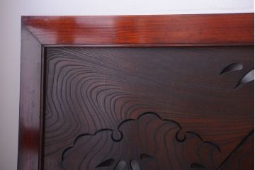 古民具・骨董　最高級品!漆が美しい欅一枚板の欄間(3)