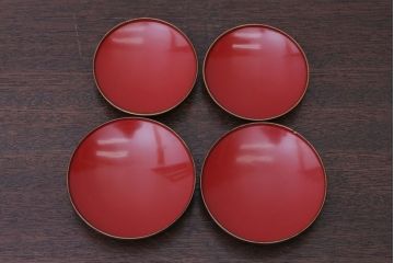 アンティーク雑貨　アンティーク　古い蒔絵の木製蓋付き椀4客