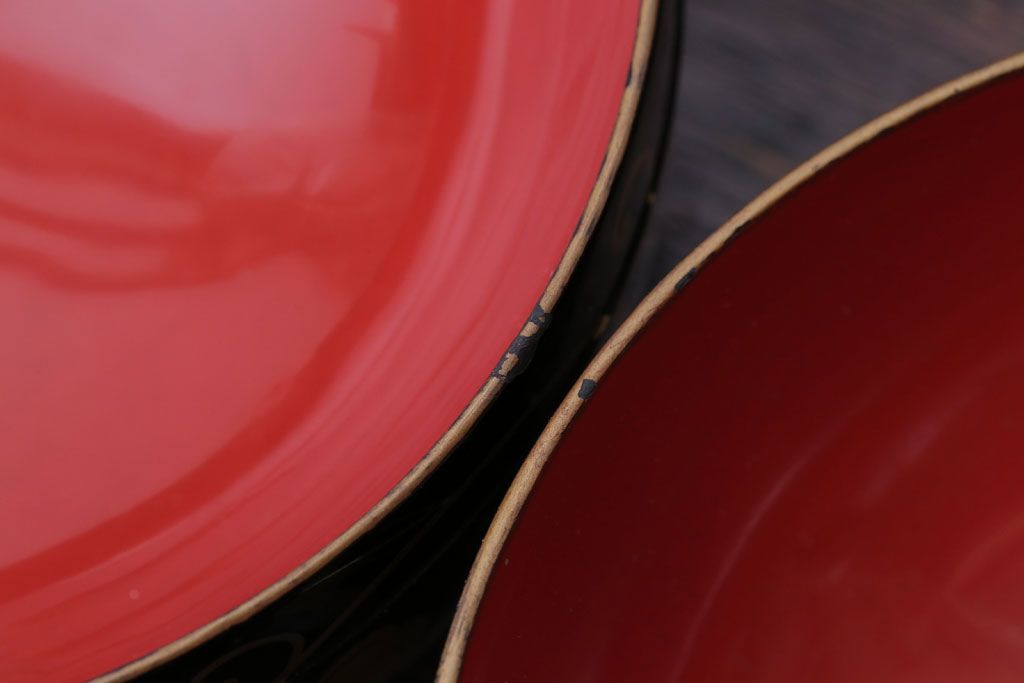 アンティーク雑貨　アンティーク　古い蒔絵の木製蓋付き椀4客