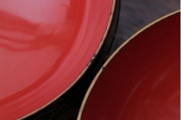 アンティーク雑貨　アンティーク　古い蒔絵の木製蓋付き椀4客