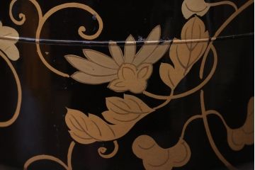 アンティーク雑貨　アンティーク　古い蒔絵の木製蓋付き椀4客