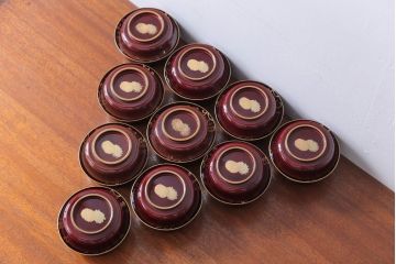 アンティーク雑貨　アンティーク　古い蒔絵の木製蓋付き椀10客
