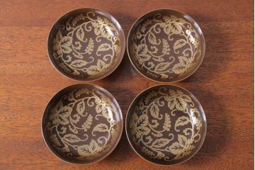 アンティーク雑貨　アンティーク　古い蒔絵の木製蓋付き椀10客