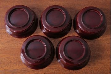 アンティーク雑貨　アンティーク　古い蒔絵の木製蓋付き椀10客