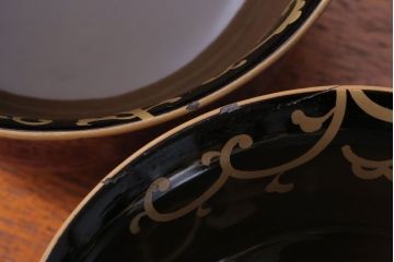 アンティーク雑貨　アンティーク　古い蒔絵の木製蓋付き椀10客