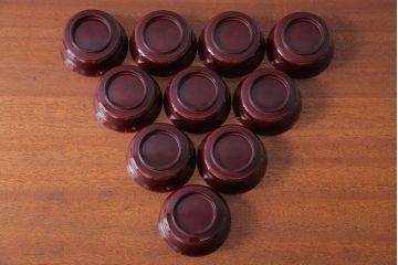 アンティーク雑貨　アンティーク　古い蒔絵の木製蓋付き椀10客