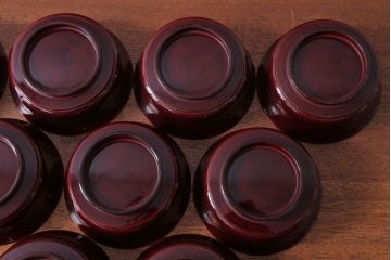 アンティーク雑貨　アンティーク　古い蒔絵の木製蓋付き椀10客