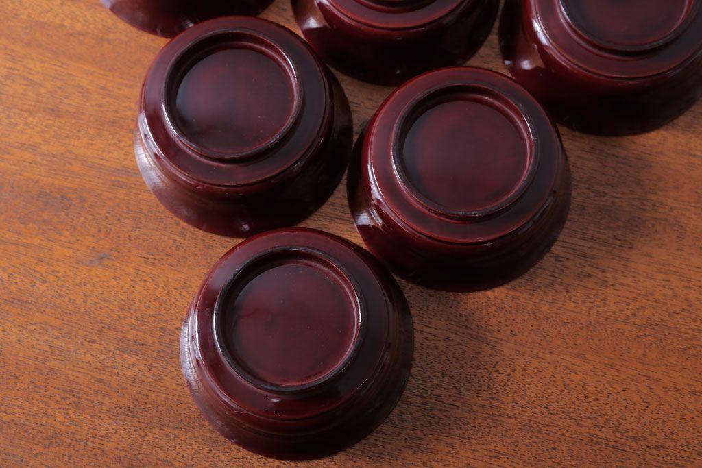 アンティーク雑貨　アンティーク　古い蒔絵の木製蓋付き椀10客