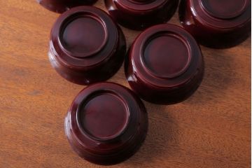 アンティーク雑貨　アンティーク　古い蒔絵の木製蓋付き椀10客