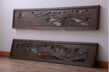 和製アンティーク　透かし彫りの欄間2枚セット