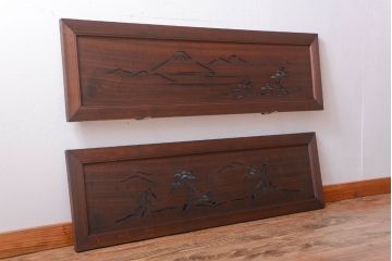 古民具・骨董　趣溢れる透かし彫りのアンティーク欄間2枚セット(2)