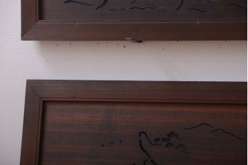 古民具・骨董　趣溢れる透かし彫りのアンティーク欄間2枚セット(2)