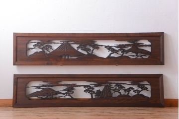 和製アンティーク　透かし彫りの欄間2枚セット(2)