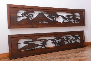 和製アンティーク　透かし彫りの欄間2枚セット(2)