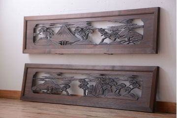 和製アンティーク　透かし彫りの欄間2枚セット(2)