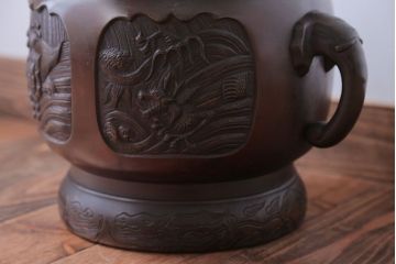アンティーク雑貨　古民具・骨董　上手物!厚手の真鍮製高級アンティーク火鉢(3)