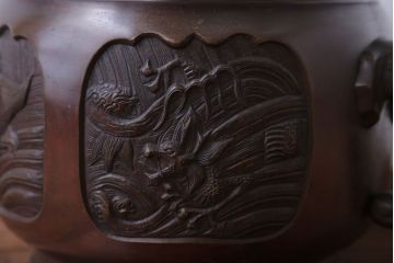 アンティーク雑貨　古民具・骨董　上手物!厚手の真鍮製高級アンティーク火鉢(3)