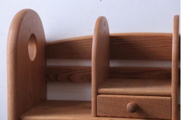 アンティーク雑貨　中古　小さな引き出し付き!ナラ材の本立て(1)