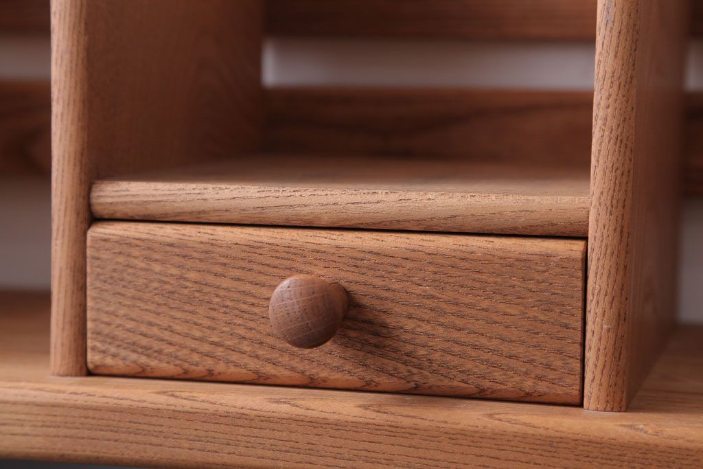 アンティーク雑貨　中古　小さな引き出し付き!ナラ材の本立て(1)