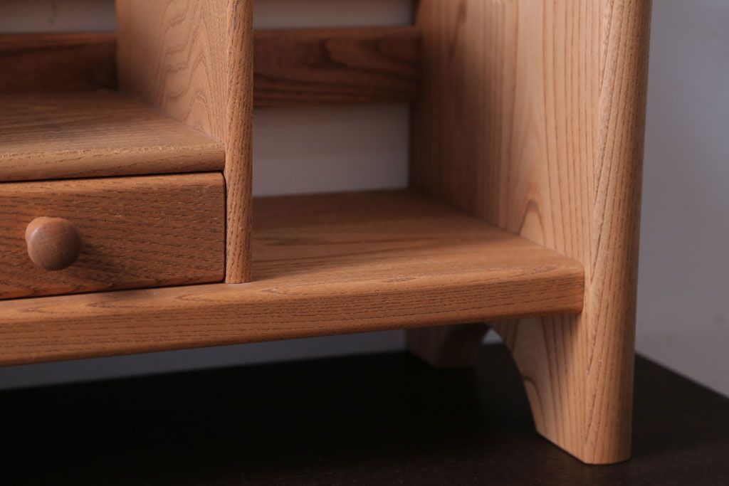 アンティーク雑貨　中古　小さな引き出し付き!ナラ材の本立て(1)