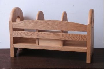 アンティーク雑貨　中古　小さな引き出し付き!ナラ材の本立て(1)