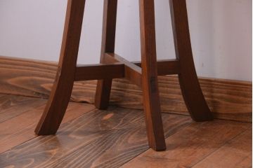 レトロ家具　和製アンティーク　古い木のレトロなクッション座面スツール