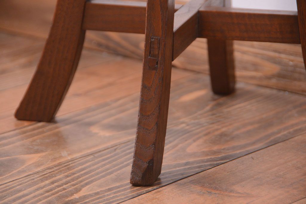 レトロ家具　和製アンティーク　古い木のレトロなクッション座面スツール