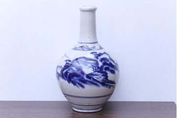 アンティーク雑貨　アンティーク　古い染付大徳利(花瓶)