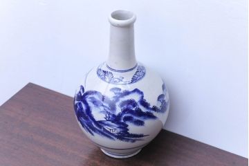 アンティーク雑貨　アンティーク　古い染付大徳利(花瓶)