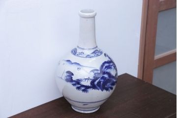 アンティーク雑貨　アンティーク　古い染付大徳利(花瓶)