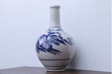 アンティーク雑貨　アンティーク　古い染付大徳利(花瓶)