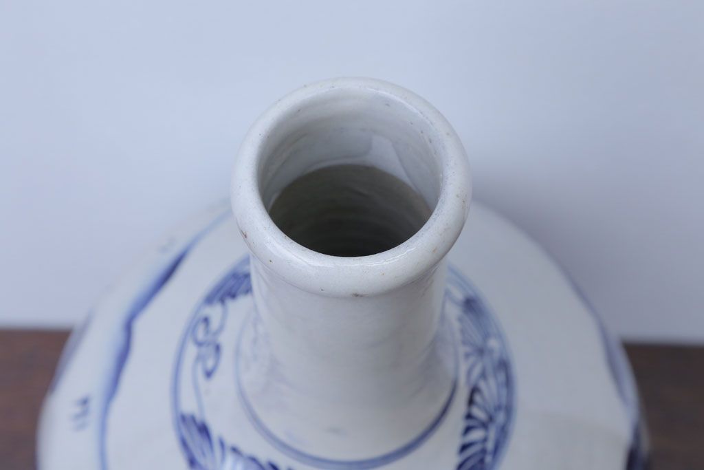 アンティーク雑貨　アンティーク　古い染付大徳利(花瓶)