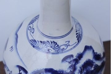 アンティーク雑貨　アンティーク　古い染付大徳利(花瓶)