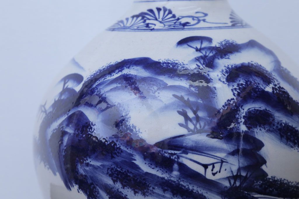 アンティーク雑貨　アンティーク　古い染付大徳利(花瓶)