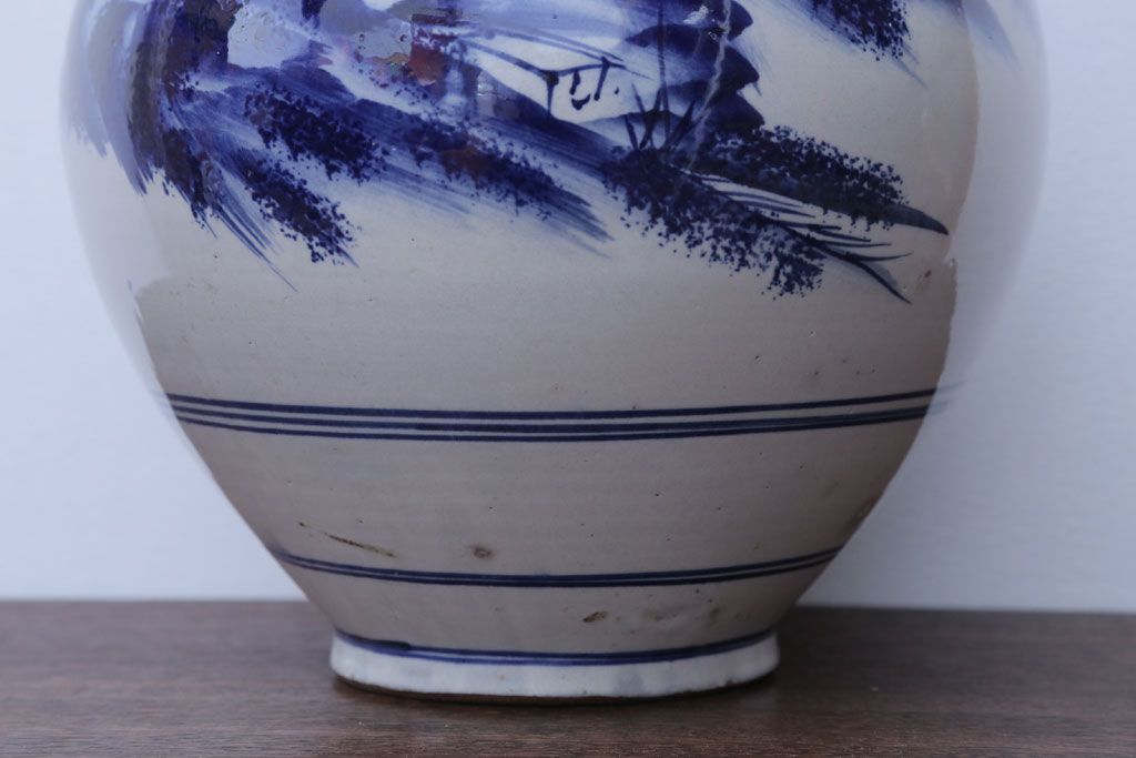 アンティーク雑貨　アンティーク　古い染付大徳利(花瓶)