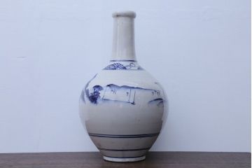アンティーク雑貨　アンティーク　古い染付大徳利(花瓶)
