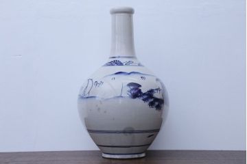 アンティーク雑貨　アンティーク　古い染付大徳利(花瓶)